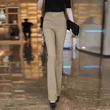 微喇裤女高腰垂感2023年秋季新款气质休闲职业西装修身显瘦马蹄裤商品大图