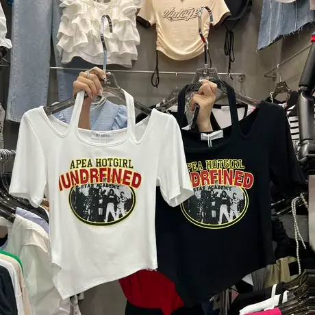 韩国东大门2022夏季新款修身短款挂脖不规则紧身短袖T恤上衣女潮商品大图