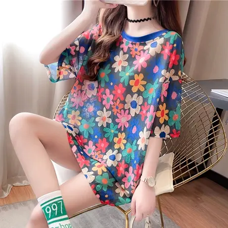 短袖t恤女夏季韩版宽松大码女装胖mm中长款设计感小众体桖上衣潮商品大图