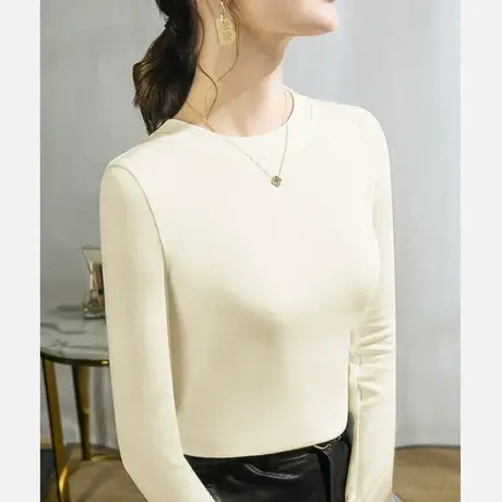 打底衫女秋装简涵2023新款春秋内搭显瘦黑色长袖保暖上衣商品大图