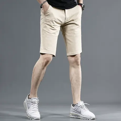 卡其色休闲短裤男五分裤夏季冰丝薄款2023新款修身弹力男士中裤商品大图