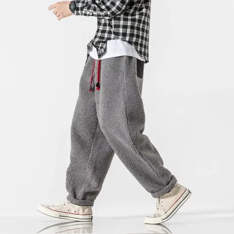 冬季加厚毛绒男哈伦裤羊羔毛休闲裤复古保暖长裤加肥加大码长裤子商品大图