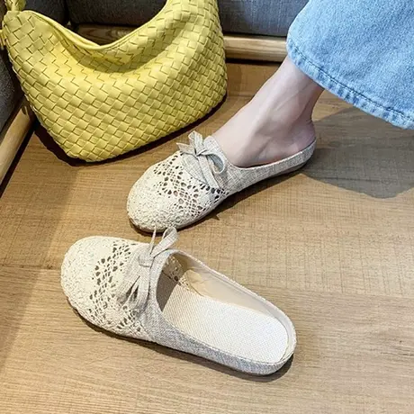 包头半拖鞋女鞋2023夏季新款懒人网红时尚百搭渔夫孕妇外穿凉拖鞋图片