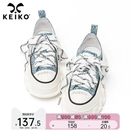 KEIKO 印花帆布老爹鞋女松糕厚底2023新款舒适增高运动休闲鞋子图片