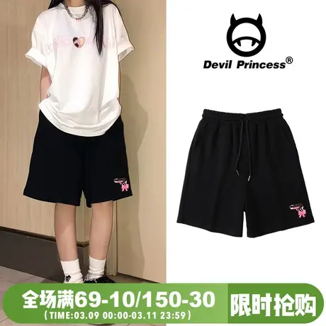 vibe甜酷风高腰显瘦宽松休闲短裤女oversize街头风ins潮牌五分裤商品大图