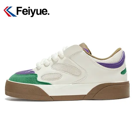feiyue/飞跃官方新款厚底拼色板鞋女2024春季款百搭透气休闲鞋977商品大图