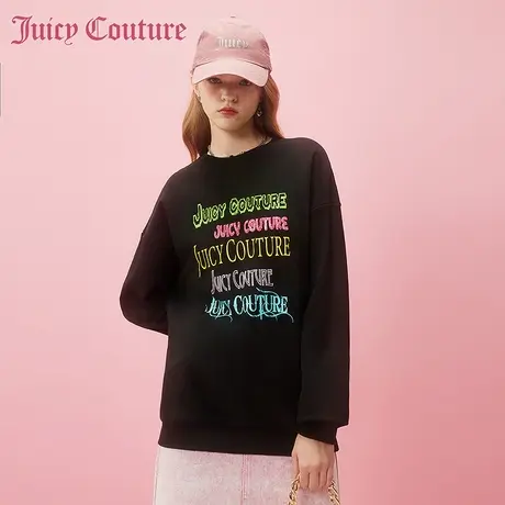 Juicy Couture橘滋2024早春穿搭新款嘉年华印花刺绣圆领女式卫衣图片