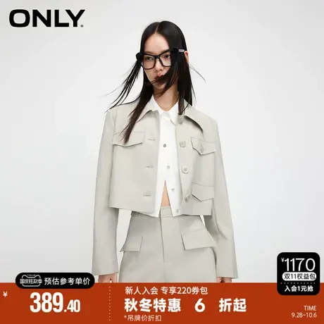 ONLY2023秋季新款时尚通勤直筒短款翻领西服外套女|123308007商品大图