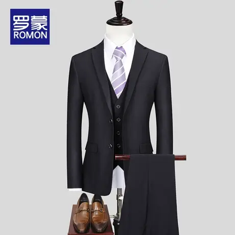 罗蒙西服套装男三件套伴郎服韩版正装职业装新郎结婚礼服男士西装图片