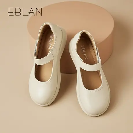 EBLAN/伊伴女鞋2025春季新款百搭时尚复古轻便休闲鞋真皮浅口单鞋图片