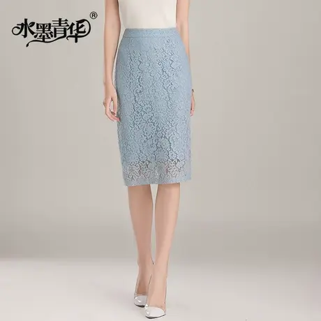 【1件7.9折】冬夏装新款时尚百搭蕾丝裙修身显瘦优雅A字半身裙图片