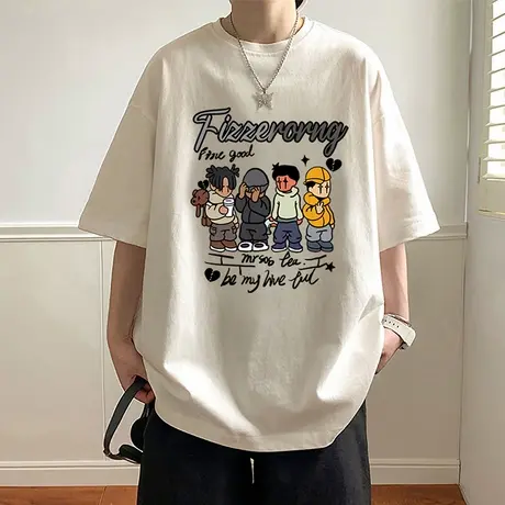 美式高街短袖t恤男款夏季2025新款宽松潮牌重磅纯棉青少年上衣服商品大图