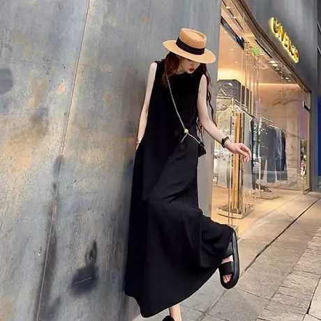 纯诗曼新款法式高级感背心连衣裙女宽松显瘦气质无袖中长款裙子潮图片