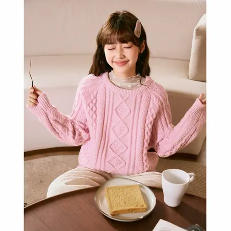 唐狮毛衣女绞花新款日系慵懒高级感毛线衫冬季软糯内搭上衣图片