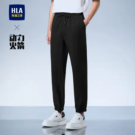 HLA/海澜之家轻商务航天系列窄脚卫裤25春夏新印花抽绳松紧腰裤男商品大图