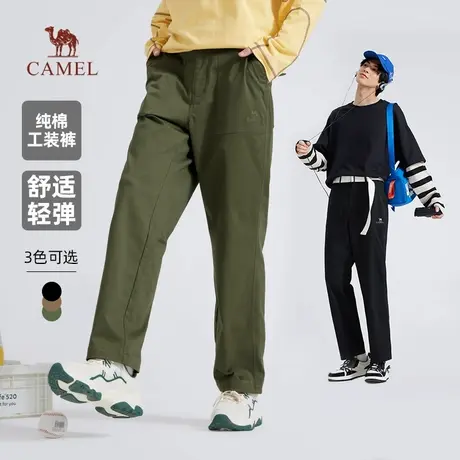 骆驼男装纯棉工装裤男女士2025新款春秋季直筒宽松弹力休闲长裤子商品大图