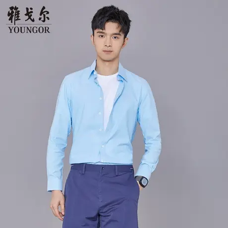 雅戈尔奥莱 商场同款男士长袖衬衫秋季新款官方商务汉麻长袖衬衣商品大图