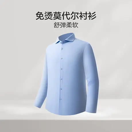 红豆免烫莫代尔长袖衬衫商务25秋新品纯色结婚伴郎服白衬衣图片