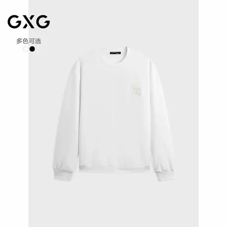 GXG男装2024年秋季品撞色绣花简约时尚圆领卫衣男上衣图片