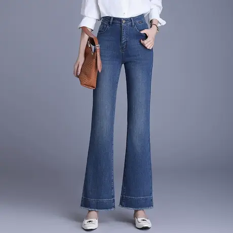 港风显瘦牛仔喇叭裤女2025年春秋新款高腰修身鱼尾裤休闲微喇长裤商品大图
