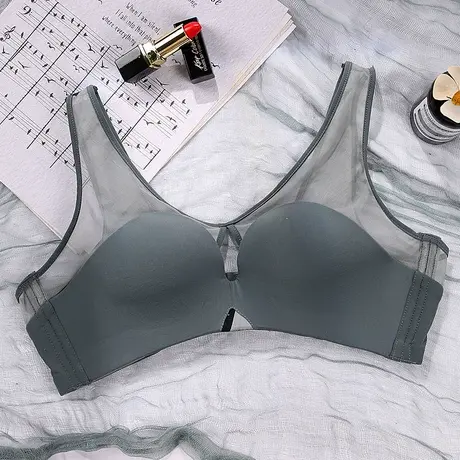 浪漫春天内衣女大胸显小薄款聚拢上托无钢圈调整型收副乳简约文胸商品大图