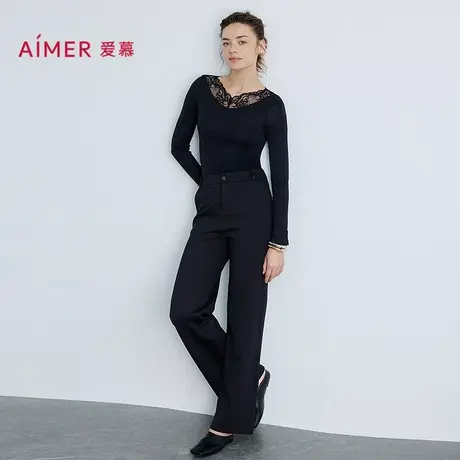 爱慕25秋冬百搭裤系列女士休闲弹力阔腿裤AM82B851商品大图