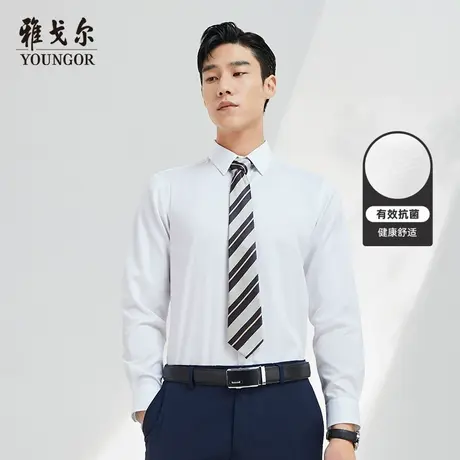 雅戈尔奥莱 男装秋季商务休闲纯棉银离子抗菌易烫仿丝绸长袖衬衫商品大图