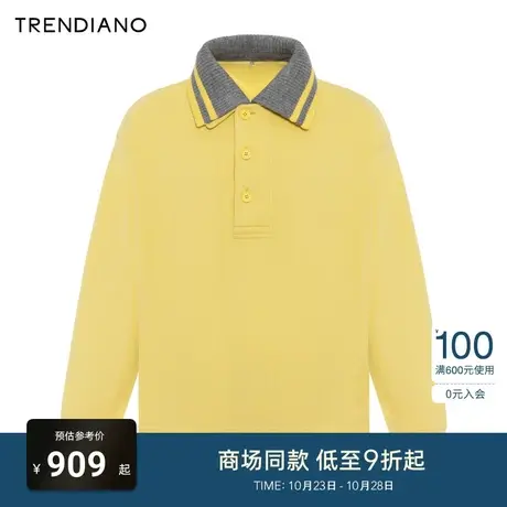 TRENDIANO官方可拆羊毛领套头衫休闲卫衣男潮2023新款冬季图片