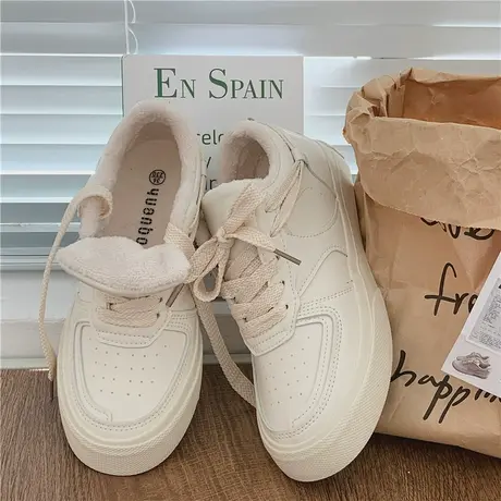 Betoo 2022秋冬季棉鞋女加绒保暖厚休闲板鞋ins潮百搭软面小白鞋商品大图