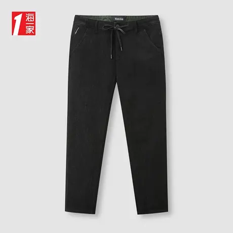 海一家抽绳松紧腰九分裤2023秋季新款宽松舒适青春活力牛仔裤男商品大图