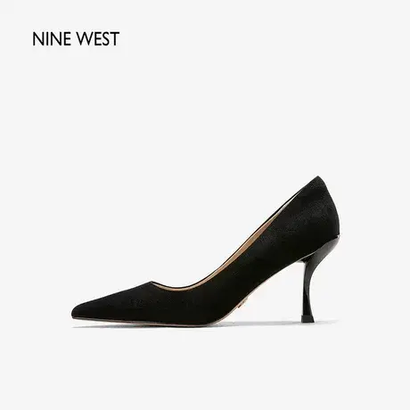 Nine West/玖熙羊反绒高跟鞋女春季新款细跟尖头经典单鞋女浅口图片