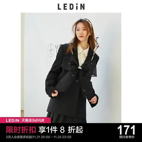 乐町休闲外套2023秋季新款蝴蝶结西装女C5BAC1301图片