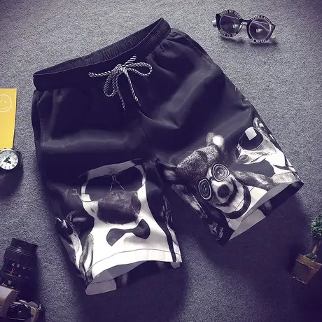 夏季速干海边度假沙滩裤男温泉平角宽松情侣装泳裤五分裤潮流短裤商品大图