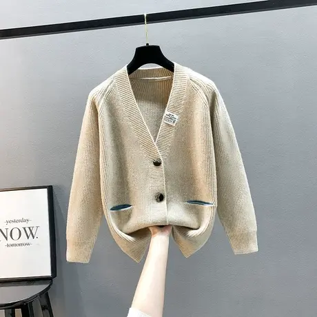 2023年新款短外套女开衫春季毛衣女慵懒风宽松长袖针织衫初秋上衣商品大图