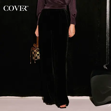 COVER秋季真丝混纺直筒松紧腰休闲裤图片
