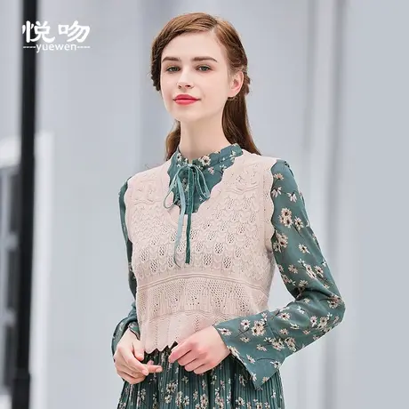 学院风复古无袖毛衣V领背心马甲上衣女外穿针织坎肩马夹春夏秋冬图片