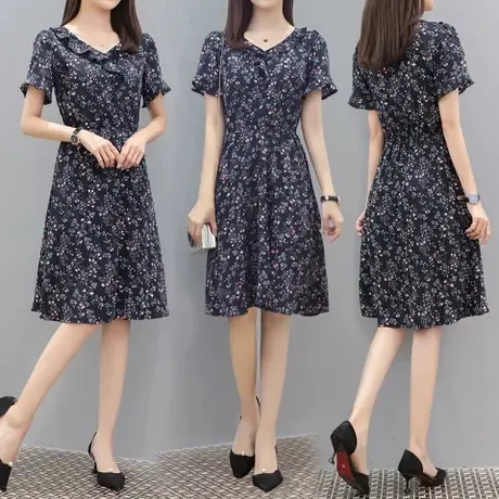 夏季2024新款雪纺碎花连衣裙子法式浪漫海边度假长裙女设计感小众商品大图