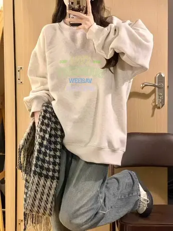 美式复古hiphop卫衣女春秋薄款宽松设计感小众慵懒风oversize外套商品大图