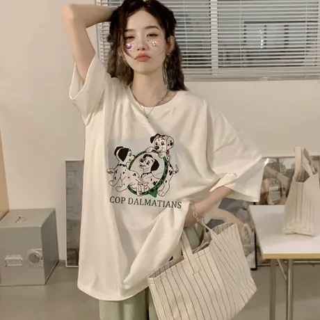 短袖女宽松休闲慵懒风潮牌oversize大码t恤纯棉ins潮夏季百搭上衣商品大图