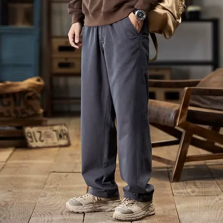 百搭大码男款工装裤潮流松紧腰多口袋直筒裤男士春秋百搭工装裤商品大图