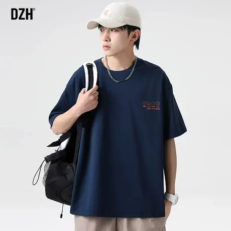 男士藏青色重磅t恤男短袖男款纯棉潮牌衣服夏季男装2024新款半袖图片