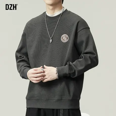 男生刺绣重磅卫衣男秋季美式圆领潮牌男装2023新款长袖上衣男款商品大图