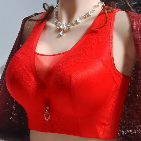 胖mm调整型文胸上托女大码薄款内衣无钢圈收副乳聚拢加宽防滑胸罩商品大图