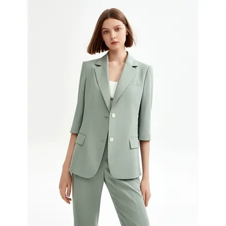 朗姿修身薄款西装外套正装女2023年夏季奥莱西服通勤职业气质上衣图片