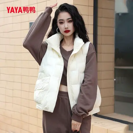 鸭鸭羽绒马甲立领短款女2023冬季新品90鸭绒百搭宽松保暖J图片