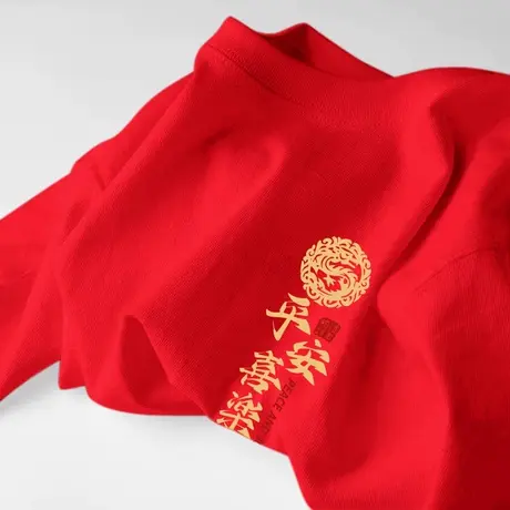 红色纯棉短袖女2024新款内搭t恤龙年本命年衣服女士大码体恤商品大图