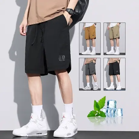 冰丝休闲短裤男士夏季薄款五分速干沙滩中裤子运动马裤外穿大裤衩商品大图