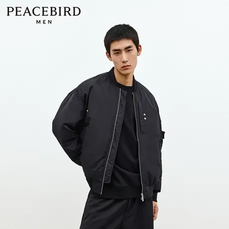 太平鸟男装飞行员夹克2024春新款美式复古宽松棒球服潮流茄克外套图片