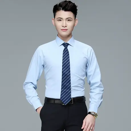 白衬衫男士建行工作服男商务正装职业装工装秋季长袖衬衣工装制服商品大图