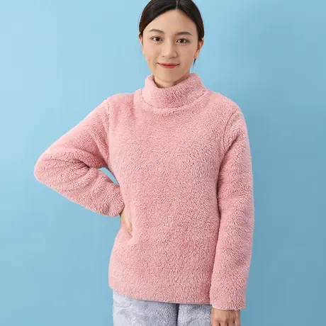 珊瑚绒睡衣女高领护颈冬加厚法兰绒上衣单件商品大图